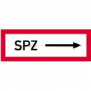 Brandschutzzeichen SPZ / BMZ nach DIN 4066: SPZ rechtsweisend nach DIN 4066