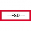 Brandschutzzeichen mit Text und nach DIN 4066: FSD (Feuerwehr-Schlüssel-Depot) nach DIN 4066